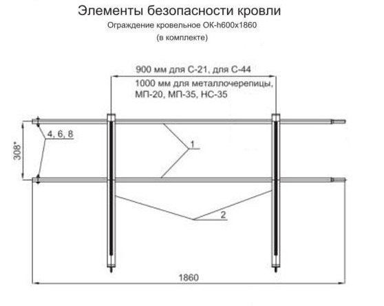 Ограждение кровли чертеж