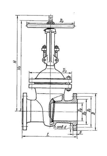 Задвижка стальная фланцевая чертеж