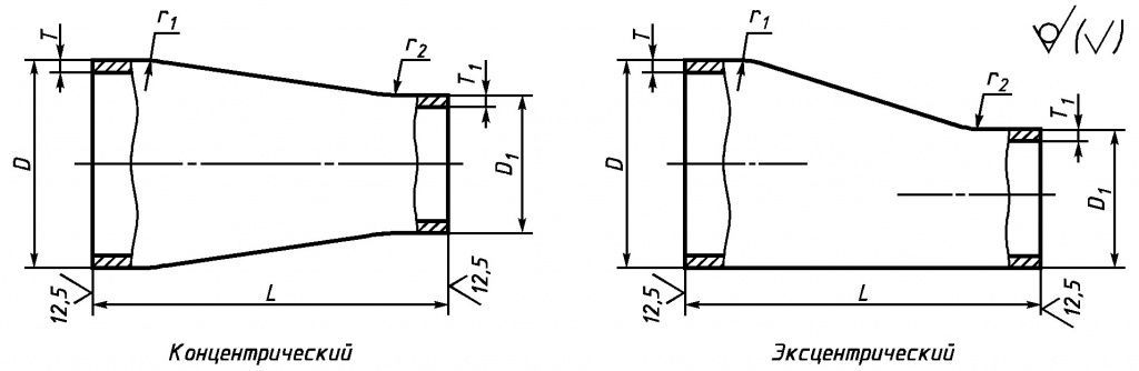 Эксцентрический стальной переход ст 20 108х4-76х3.5 сварной в Уфе - 442