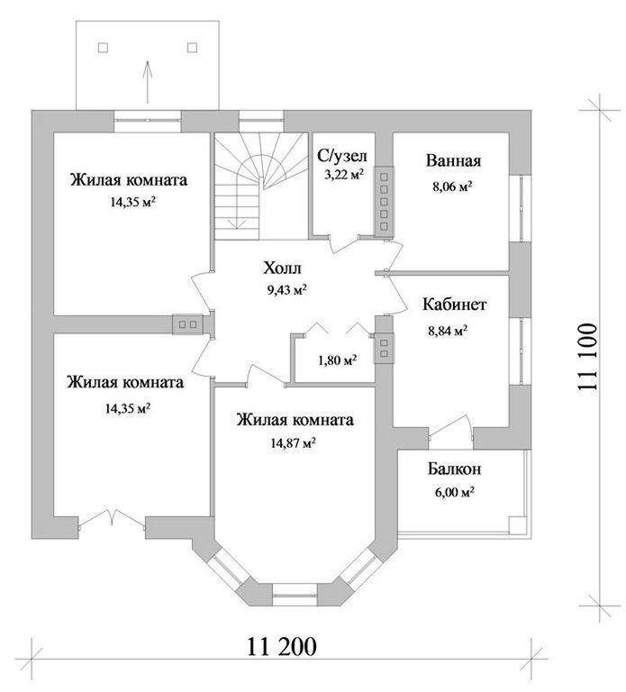 Проект дома из газобетона с 3 спальнями