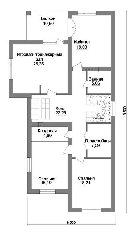 Планировка узкого дома одноэтажного с тремя спальнями