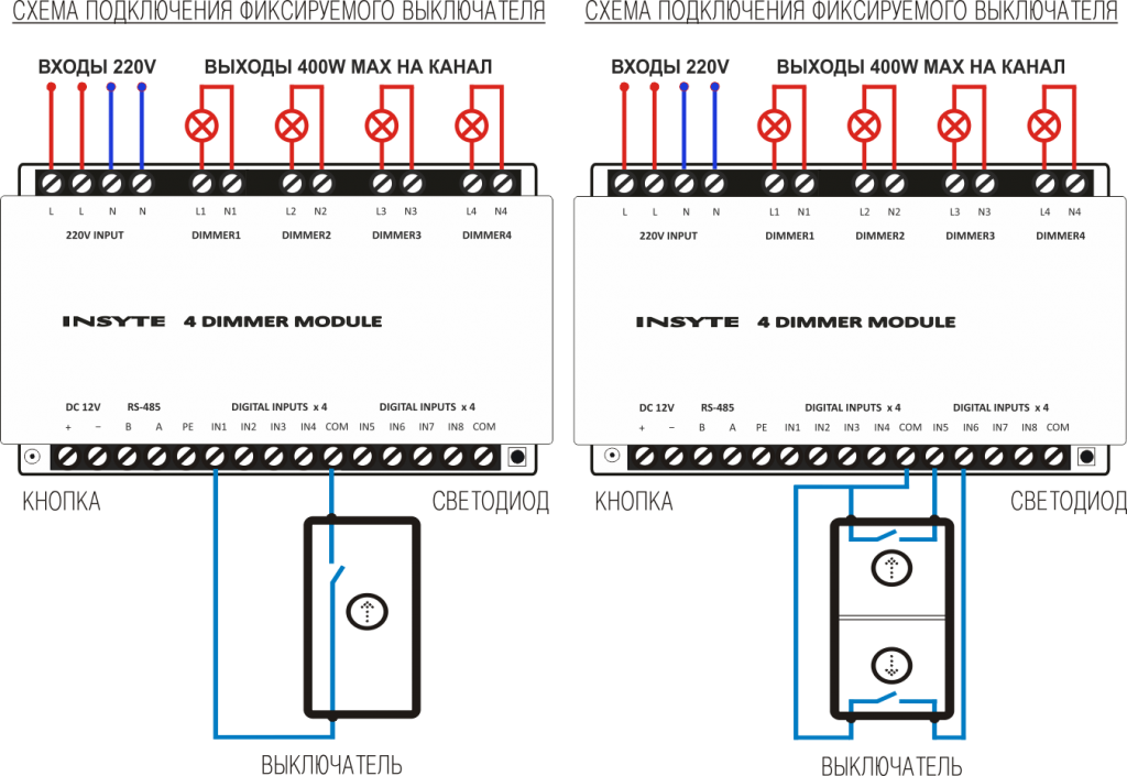 Схема d 4. Ddl24 - 4х канальный диммер. Выключатель диммер 4х канальный. Диммер на Modbus схема. LD 4d400d схема подключения.