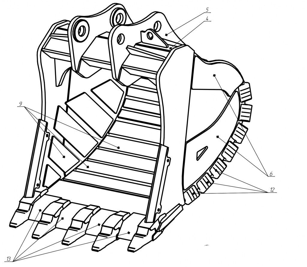 Ковш экскаватора чертеж