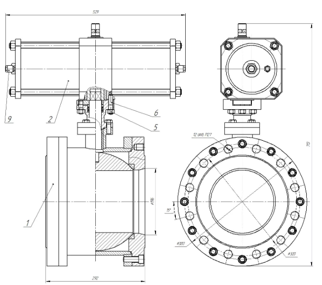 Чертеж кран шаровый dwg